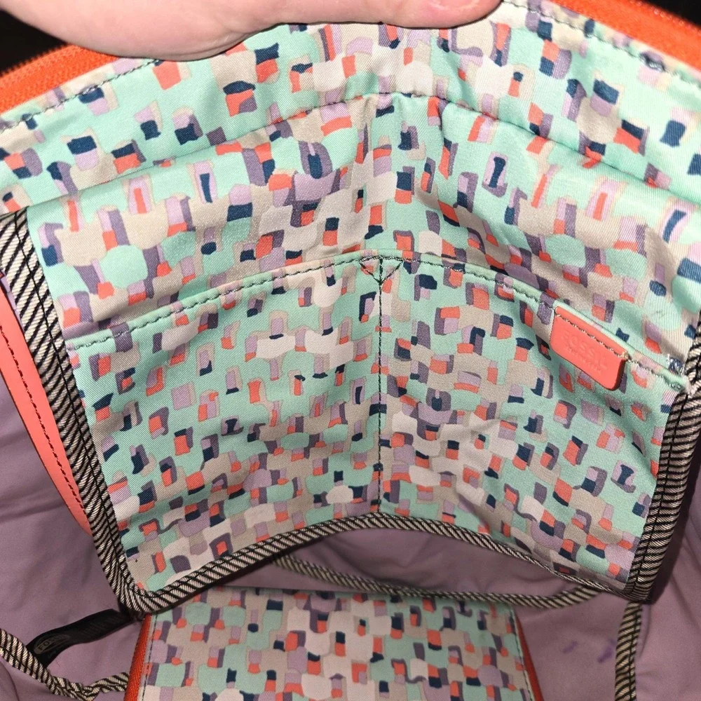 Fossil Key-Per E/W Shopper Tote Bag Women Large Multi Pastel ZB5758 Mosaic Print